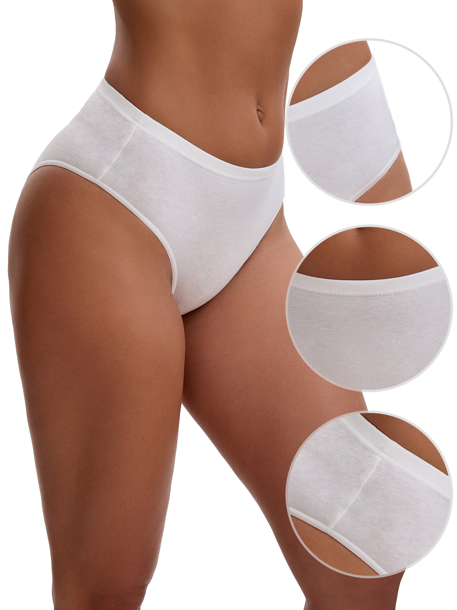 Unique Bargains Women's Elastic Waistband Mid-Waisted Briefs M White