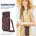 thumbnail image 6 of Nalacover Wallet Crossbody for Samsung Galaxy A12 5G Phone Case with Lanyard Strap Credit Card Holder, PU Leather Protective Handbag Purse Kickstand Bling Diamond Cover Women Girl, Wine Red, 6 of 10