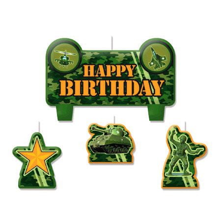 Army Camo  Mini Molded Cake Candles 6 Pack Party  