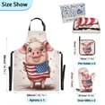 thumbnail image 3 of 5 Pcs Kitchen Set Heat Resistant Oven Mitts and Non-Slip Pot Holders with Adjustable Cooking Apron Cartoon Pig with Usa Flag, 3 of 6