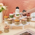 thumbnail image 3 of Exhibidor de cupcakes de 3 niveles, elevador de postres semicircular de madera, exhibidor de pasteles de madera blanca con diseño floral, elevador de postres rústico de madera para cupcakes, 3 of 6