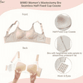 thumbnail image 5 of BIMEI Seamless Mastectomy Bra for Women, Pocket Post-Surgery Bra with Support Pads Comfort Lift Daily Bralettes V-Neck with Half-Fixed Cup Coaster,Beige,L, 5 of 6