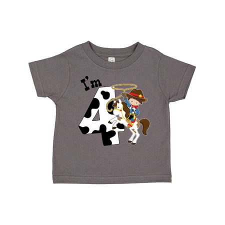 

Inktastic I m Four-cowboy Riding Horse Birthday Gift Toddler Boy Girl T-Shirt