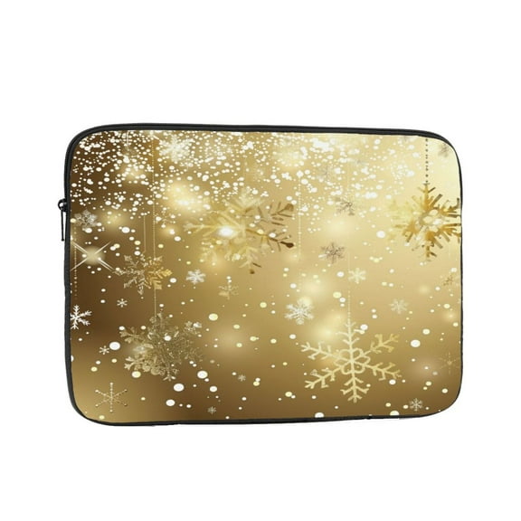 Laptop Sleeve Bag Compatible For iPad MacBook Air Pro Tablet Computer PC notebook Protective Fit in 10/12/13/14/15/16/17 inch Size Elegant Gold Christmas Snowflake (5)