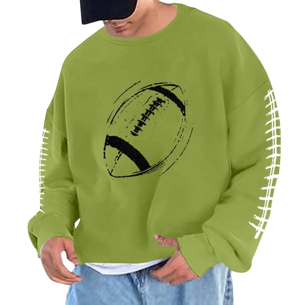 Sudadera sin capucha para hombre, cuello redondo, sudadera deportiva con estampado de fútbol, jersey de manga larga, blusa de poliéster para hombre