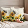 thumbnail image 2 of Sunflower Pillow Covers 2 Pack Farmhouse Yellow Floral with Bee Retro Beige Background Pillowcase Waterproof Outdoor Throw Pillow Cover for Patio Garden Square Cushion 20”x20”, 2 of 9