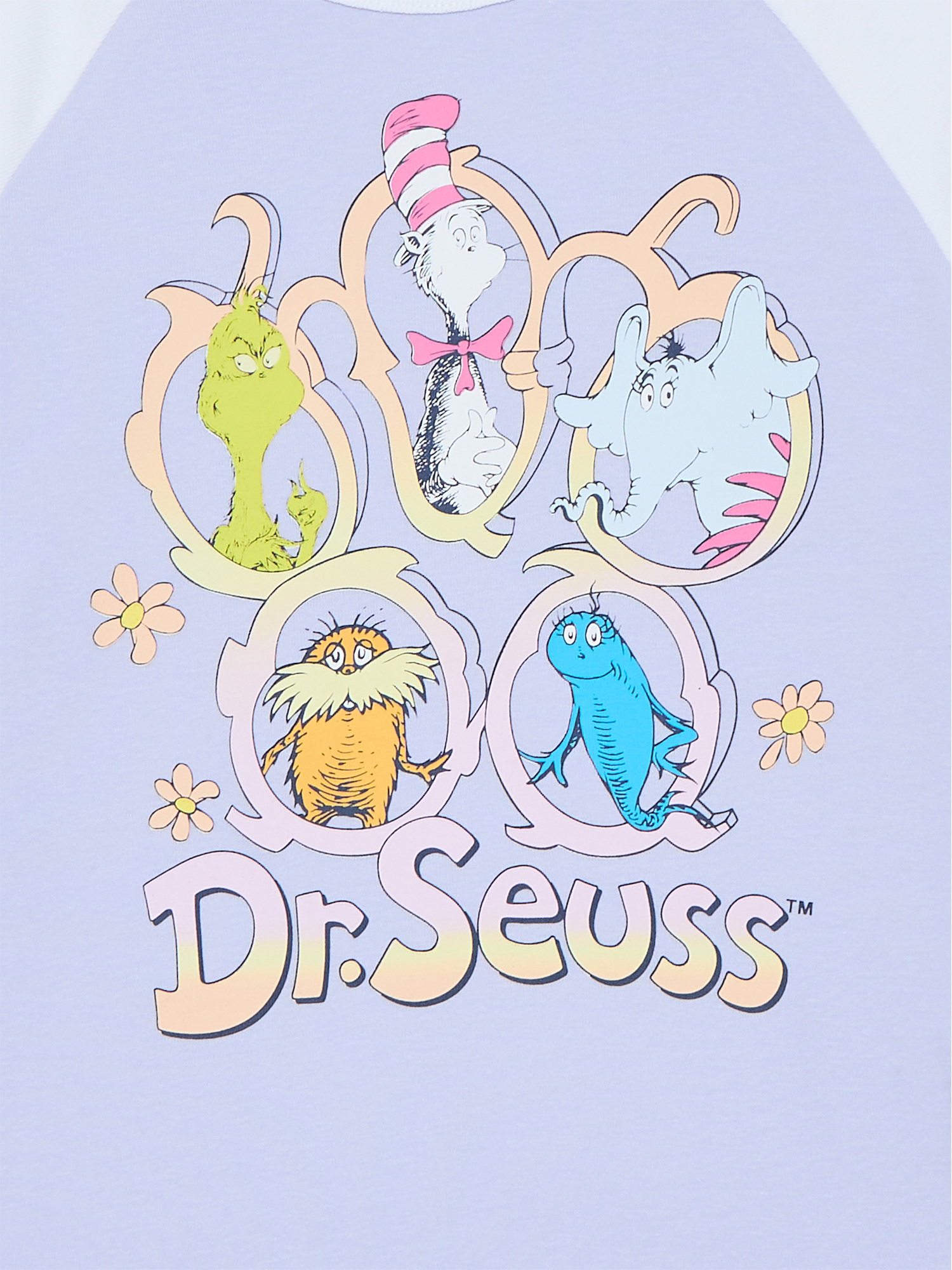Dr. Seuss Girls Raglan Graphic Tee with Short Sleeves, Sizes 4-16