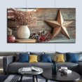 thumbnail image 6 of Rustic Americana Still Life with Star Pinecones and Dried Flowers Framed Canvas Wall Art 48x24 Inch Farmhouse Patriotic Decor for Living Room Office, 6 of 8