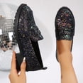 thumbnail image 2 of Miluxas Women's Fashion Loafers Solid Color Shining Round Toe Shallow Mouth Thick Heel Low Heel Thick Sole Casual Shoes Black 9(42), 2 of 9
