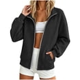 thumbnail image 2 of Ynynloco Women's Zip up Sweatshirts Jacket Stand Collar Long Sleeve Athletic Running Jacket with Pockets, 2 of 8