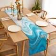 thumbnail image 3 of Blue Waves Abstract Table Runner - 90 Inch Long, Kitchen Dining Table Runner Dresser Scarves, Modern Water Ripple Striped Farmhouse Decor for Coffee Tables Wedding Party Banquet, 3 of 8