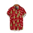 thumbnail image 5 of Men's Button Down Shirts Xmas Tree Print Christmas Clothes Short Sleeve Collared Blouse Tops for Men Big and Tall (XL, Red), 5 of 5