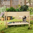 thumbnail image 2 of Costway 2 PCS Wooden Raised Garden Bed with Legs, Lockable Wheels, Liner for Vegetable Herb, 2 of 10