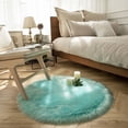 thumbnail image 2 of Phantoscope Faux Fur Area Rug, Fluffy Turquoise Shag Carpet, Ultra Soft Machine Washable Indoor Area Rug, 3' x 3', Round for Living Room, Bedroom, Nursery & Kids Room, 2 of 5