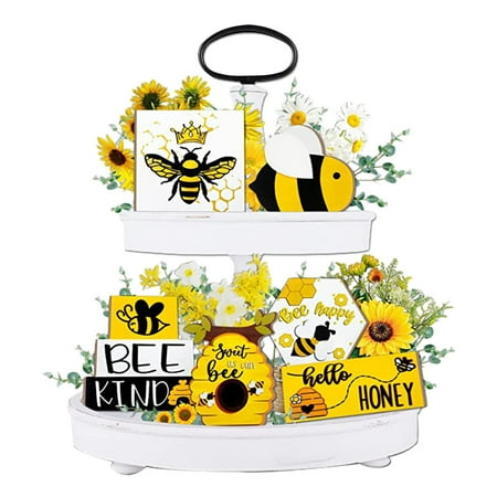

Summer Festival Sunflower Chrysanthemum Layered Tray Decoration Farmhouse Wood Layered Tray Decoration Decoration