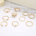 thumbnail image 6 of HOOUN 10PCS Gold Color Vintage Ring Creative Retro Joint Ring Pearl Zircon Finger R:yq-A16, 6 of 9