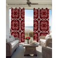 thumbnail image 4 of Red Boho Blackout Curtains, Light Blocking Print Window Curtains, Vintage Country Ethnic Abstract Flowers Art Thermal Insulated Window Drapes for Living Room Kitchen Cafe 2 Panels, 84"W x 63"L, 4 of 9