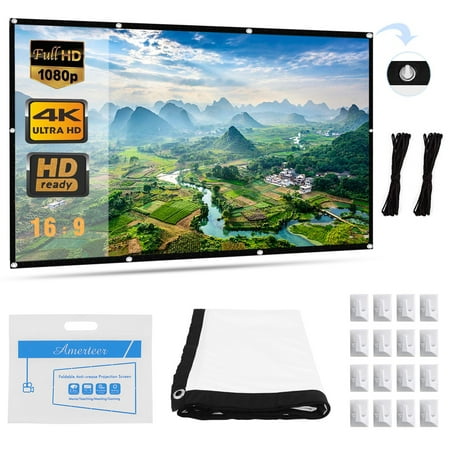 120 inch Projector Screen Portable 16:9 4K HD Outdoor Indoor Projector Movies Screen Foldable Anti-Crease Double Sided Projection Screen for Home Theater Support Front and Rear