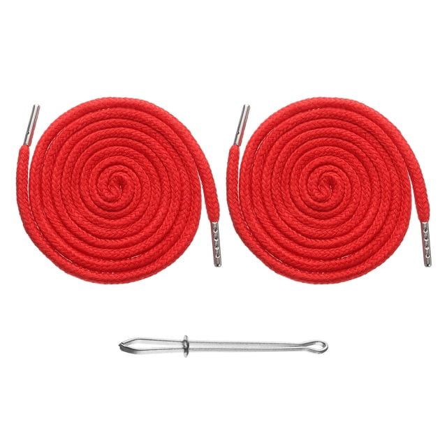 Uxcell 2pcs Cordones de Sudadera 51" Cordón de Reemplazo Herramienta de Costura con Enhebrador Fácil para Sudaderas, Pantalones de Chándal, Chaquetas, Pantalones, Gorras, Abrigos, Bolsas, Rojo