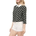 thumbnail image 4 of MODA NOVA Junior's 3/4 Sleeves Contrast Collar Blouse Tops Black M, 4 of 5