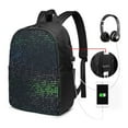 thumbnail image 3 of YFYANG 17" Laptop Backpack, Square Mosaic Fashion Travel Work Backpack with USB and Headphone Cable Interface for Men and Women, 3 of 8