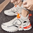 thumbnail image 3 of Men's Solid Trendy Chunky Shoes With Shock Absorption, Comfy Non Slip Lace Up Sneakers For Men's Outdoor Activities, 3 of 9