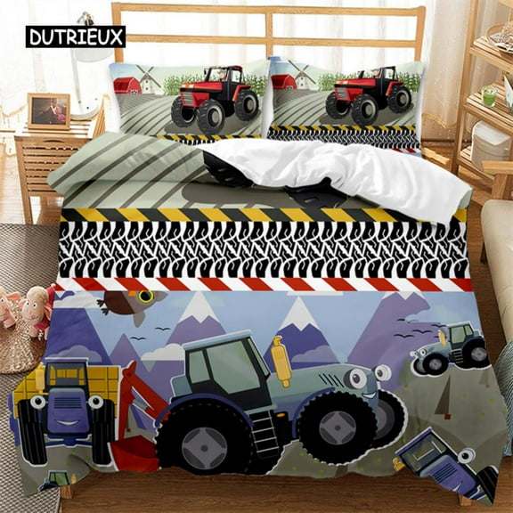 Travel Guide Duvet Cover Set Cartoon Route Car House Building Pattern Bedding Set Microfiber Travel Theme King Size Quilt Cover