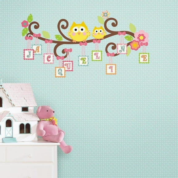 Scroll Tree Letter Branch Wall Decals with Alphabet for Personalization
