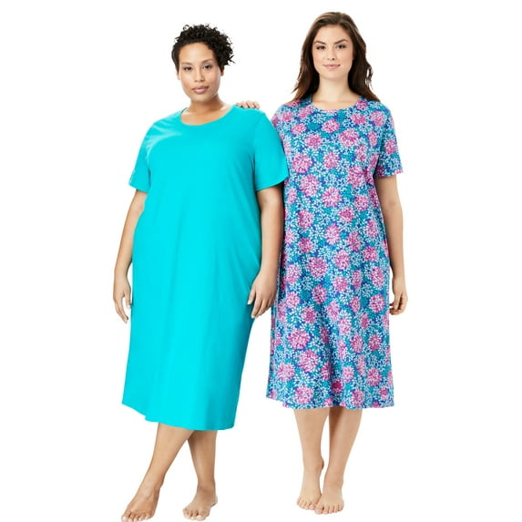 Dreams & Co. Women's Plus Size 2-Pack Long Sleepshirts