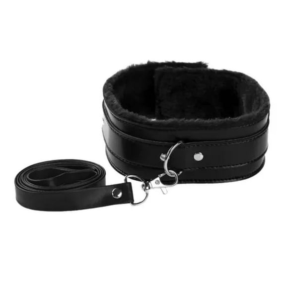 HOOUN Unisex Faux Leather Adjustable Neck Choker Collar with Detachable Leash Costume-Black