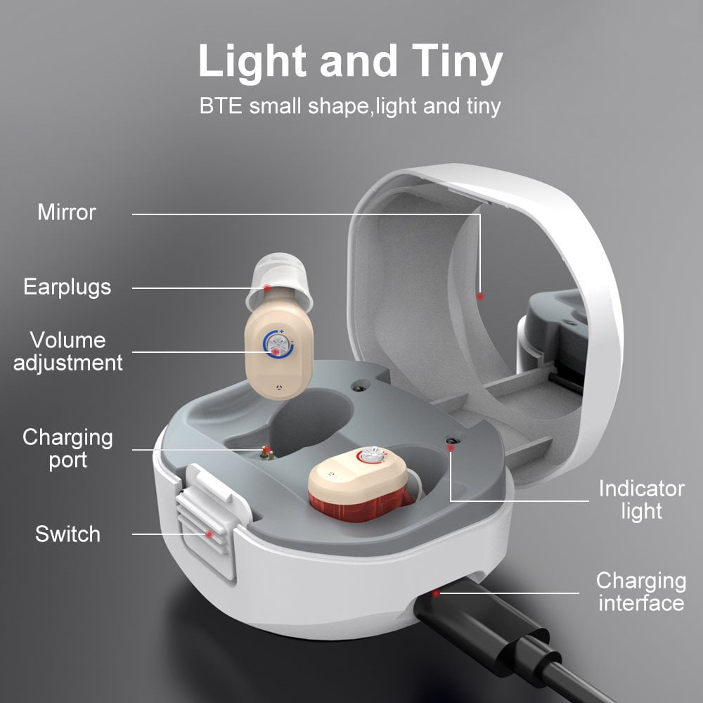 Hearing Digital Sound Ampilifier for Seniors Rechargeable TWS Hearing Amplify for Ears with Charging Case (Flesh)