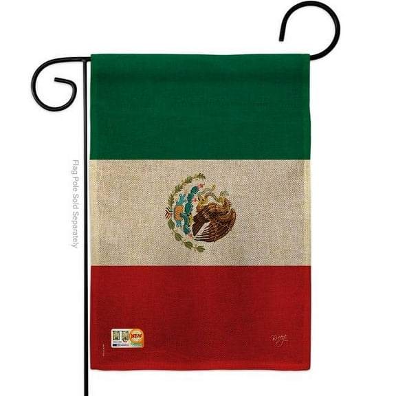 13 x 18.5 in. Mexico Country Burlap Flags of the World Nationality Impressions Decorative Vertical Double Sided Garden Flag