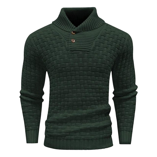 Chandail à Col Montant, Chandail à Col Montant à Manches Longues en Tricot Uni pour Hommes