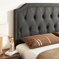 thumbnail image 5 of Sha Cerlin Upholstered King Size Platform Bed Frame with Curved Rhombic Button Tufted Headboard, Dark Grey, 5 of 8