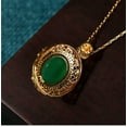 thumbnail image 5 of HOOUN Green Jade Crystal Pendant Necklace Charm 18K Gold Plated Chain Dainty Gemstone, 5 of 6