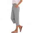 thumbnail image 2 of Capris Pajamas for Women New Women’s Straight Leg Capris Elastic Waist Linen Loose Pleated Cropped Pants 2026 Summer Comfy Casual Trousers Daily Wear, 2 of 5