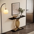 thumbnail image 3 of Toauuo Luxury Gold Intertwined Metal Legs Accent Console Table - Black & Gold Light Luxury Entryway Table with Scratch-Resistant MDF Tabletop, 3 of 16