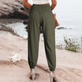thumbnail image 6 of AWXNJUX Linen Pants Women Womens Summer Boho Business Casual Smocked High Waisted Cargo Long Pants With Pockets Pants Womens Womens Pants (Army Green,XXL), 6 of 6