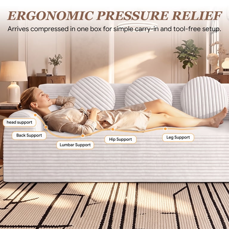 UHOMEPRO 71" Cloud Couch, 3-Seater Low Profile photo 5