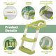 thumbnail image 5 of Asiento de inodoro l plegable con escalera y asa, escalera de inodoro regulable en altura con asiento cómodo, escalones extra anchos (verde), 5 of 5