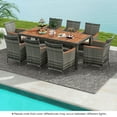thumbnail image 2 of Gymax 9 PCS Wicker Dining Set Patio Dining Furniture Set w/ Acacia Wood Table & 8 Armchairs, 2 of 10