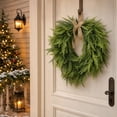 thumbnail image 5 of WWC Christmas Wreath, Artificial Fern Heart-Shaped Holiday Wreath with Burlap Bow, Rustic Christmas Decorations Winter Wreath for Front Door Mantel, 5 of 8