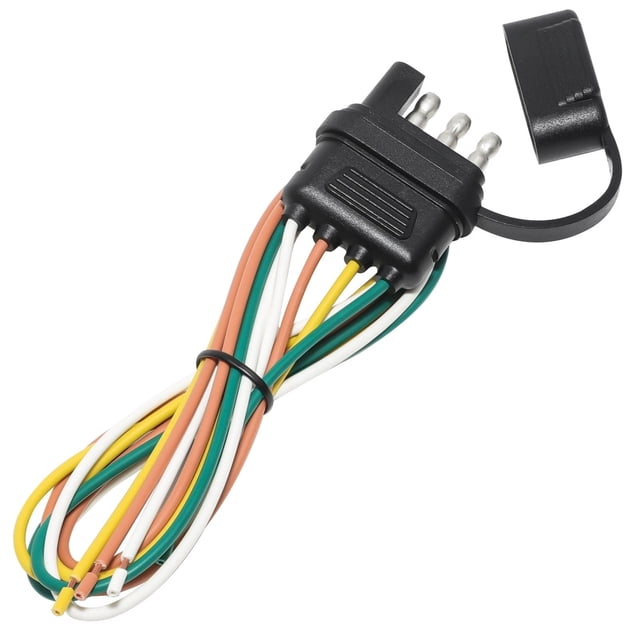 Conector de extremo de remolque MECMO, plano de 4 vías, 25 cm con cableado de 16 AWG