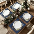 thumbnail image 7 of mubwai Christmas Placemats 12x18 Inch Set of 4, Xmas Trees Snowflakes Winter Seasonal Holiday Farmhouse Kitchen Dining Table Decoration for Indoor Outdoor Dinner Party Décor (Blue) GP126-18, 7 of 7