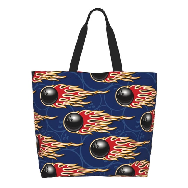 Disketp Bowling Ball And Flame Bolsa Tote Estampada para Mujer, Bolso de Hombro y de Mano para Compras y Viajes