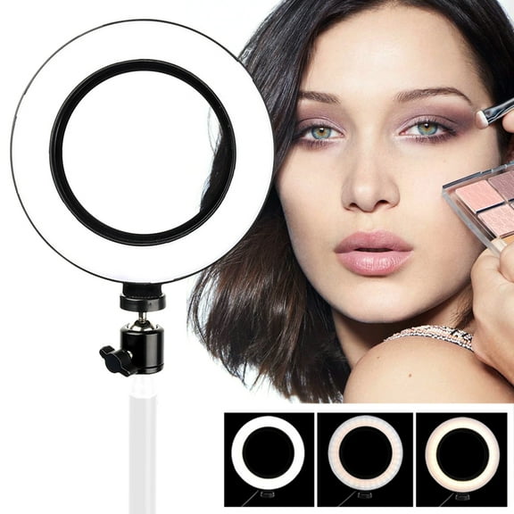 Miuline 6in LED Ring Light for YouTube Video and Makeup, Mini LED Camera Light Desktop LED Lamp with 3 Light Modes & 10 Brightness Level