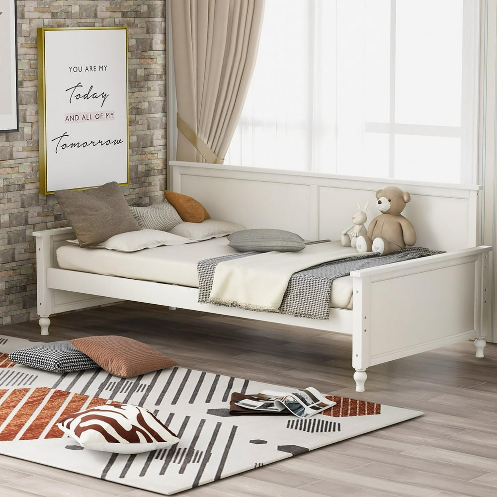 Twin Size Wooden Slats Daybed Sofa Bed Support Platform Sturdy, 79.9''L