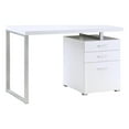thumbnail image 1 of Pemberly Row Bureau Moderne en Bois à 3 Tiroirs Blanc et Argent, 1 of 11