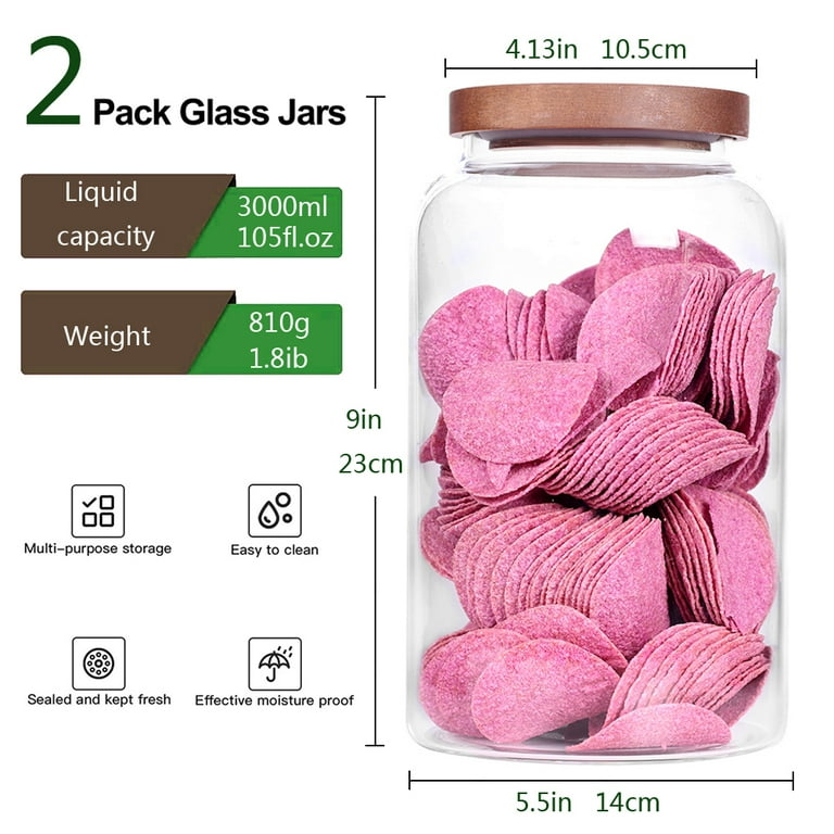 Daitouge 2.5 Gallon Glass Jars with Lids, Large Cookie Jars with Big  Opening, 1 Pack Food Storage Canister for Kitchen, Great for Storage Flour,  Rice, Sugar, Pa…