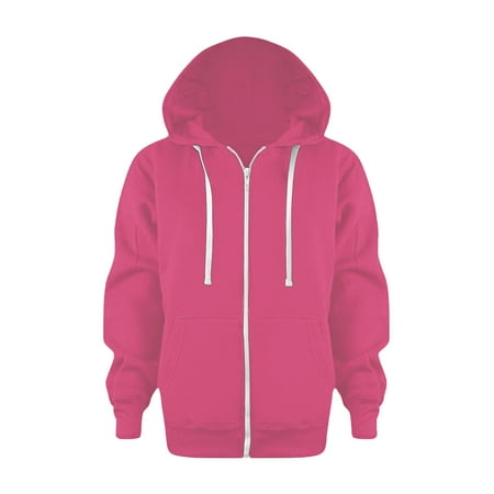 

Caqnni Girls Hoodies & Sweatshirts Solid Classic Hoodies Soft Hooded Full Zip Sweatshirts for Children Fall Winter Coat (A03-Hot Pink 5-6 Years)